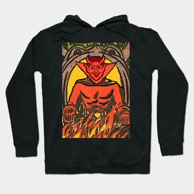 Devil on the throne and burning fire Hoodie by Marccelus